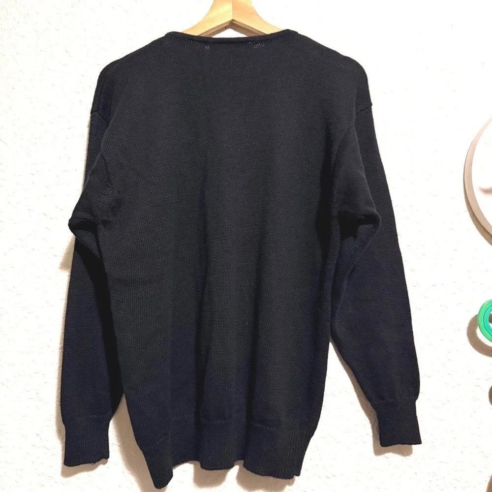 Vtg Dana Scott women's L Black Beaded Sequin Embellished Knit Sweater warm EUC‎